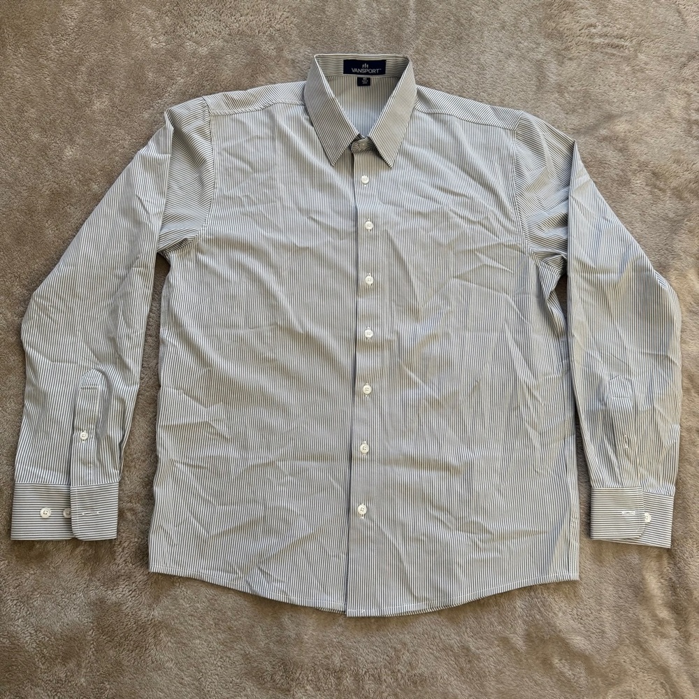 NEW Vansport Men's Striped Gray Shirt Size M